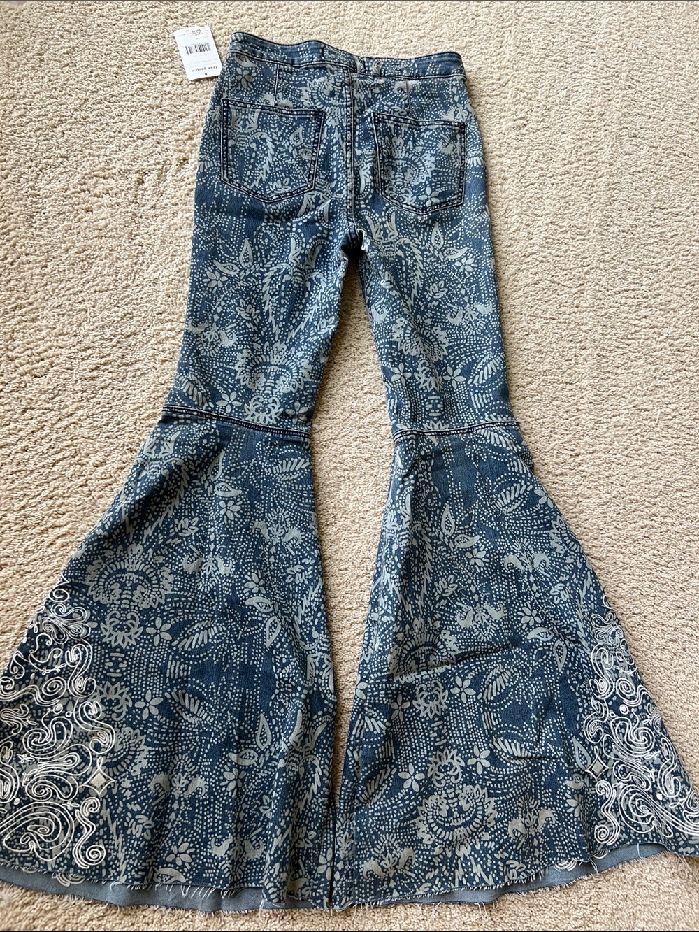 Free People Rich Blue Floral Print Jeans - Picture 5 of 8
